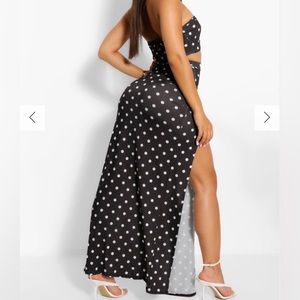 Women’s Polka Dot Bandeau and Maxi Skirt Set